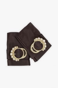 Leder-Handschuhe-fingerlos-Perla-braun-Perlen-Schnalle-Armèlle-Spain-1