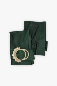 Leder-Handschuhe-fingerlos-Perla-gruen-Perlen-Schnalle-Armèlle-Spain-2